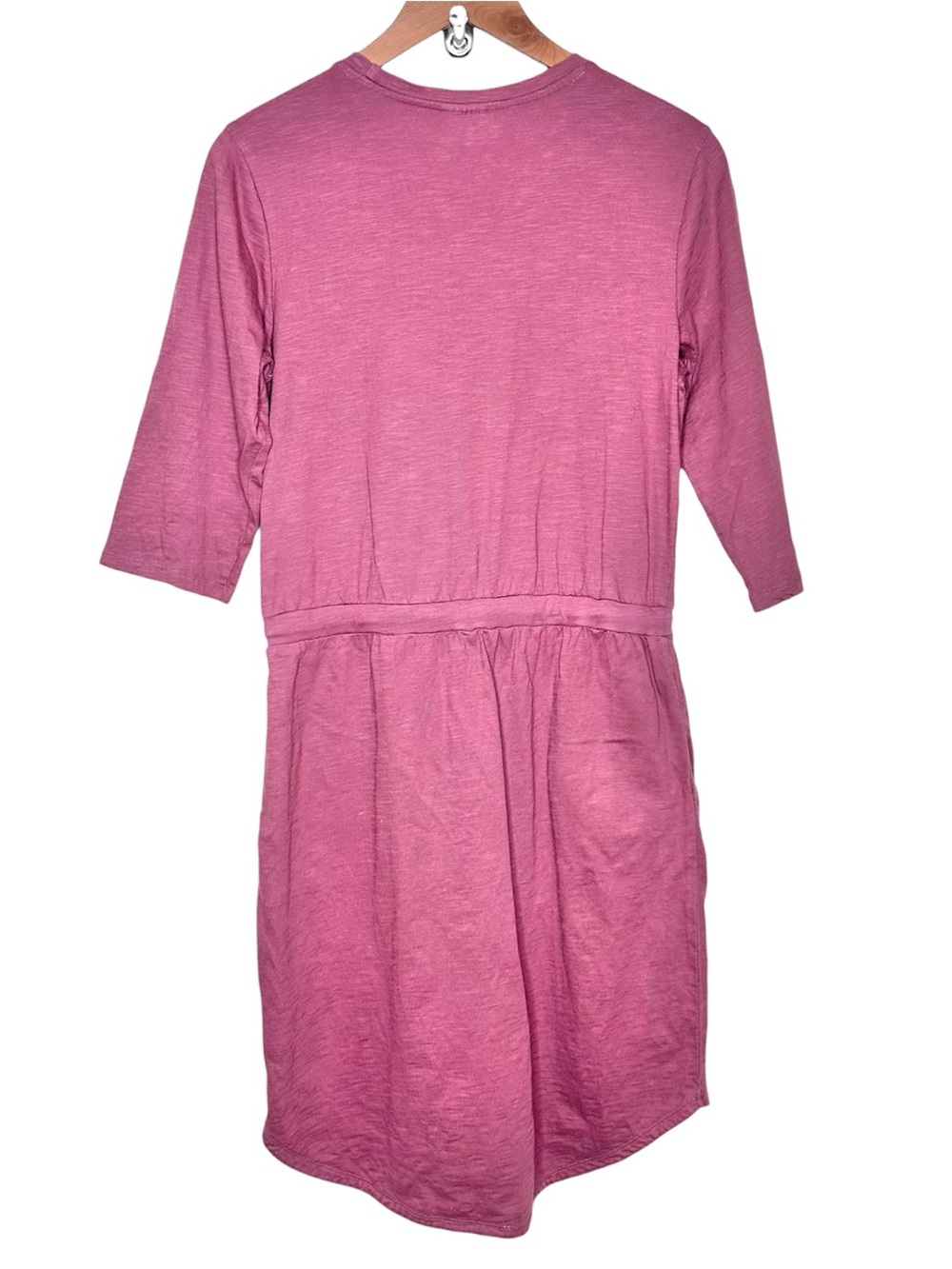Pact Organic Cotton T-shirt Dress Size Small Mauve Pink Tie Drawstring Waist - Picture 5 of 12